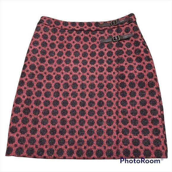 Boden British Tweed by Moon Wool Boho Faux Wrap Skirt with buckles size 4R - Picture 1 of 10